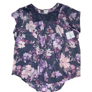 Liz Claiborne XXL Floral Blouse Womens Navy Blue New Crochet Lace Top